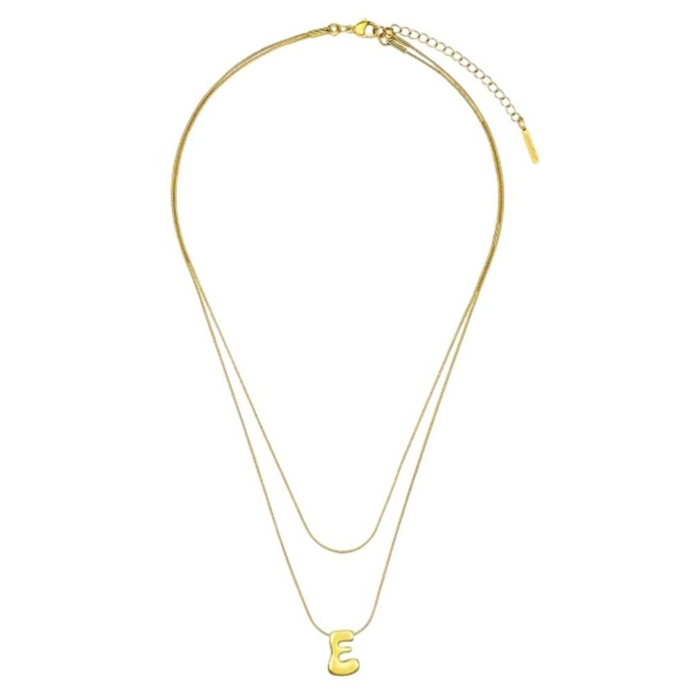 Unwritten x moda Sport Silver Tone Water Resistant Initial Layered Necklace E‎